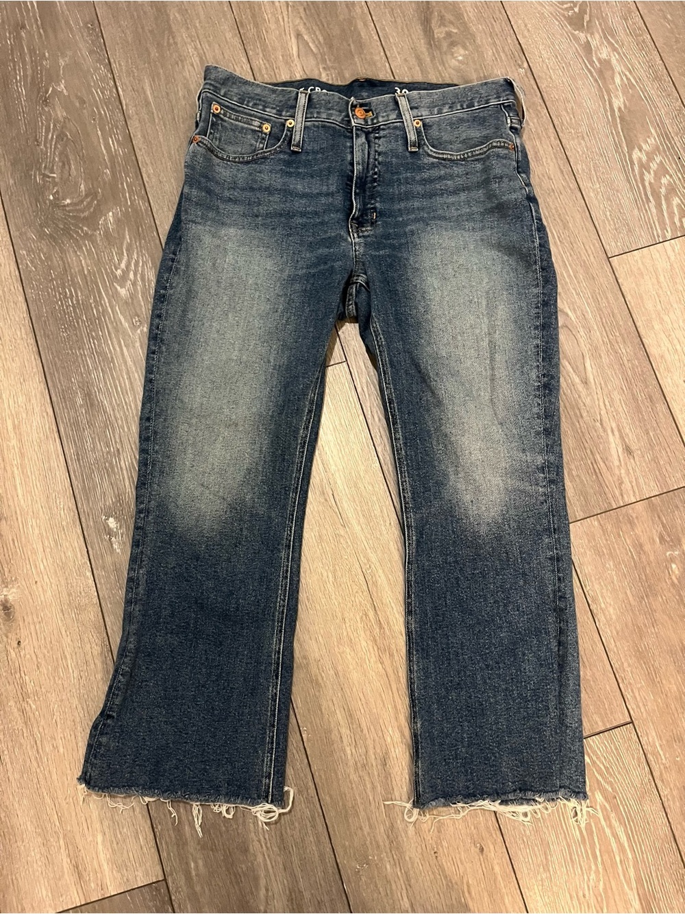 J. Crew Demi Boot Crop Distressed Hem Jeans Size 30